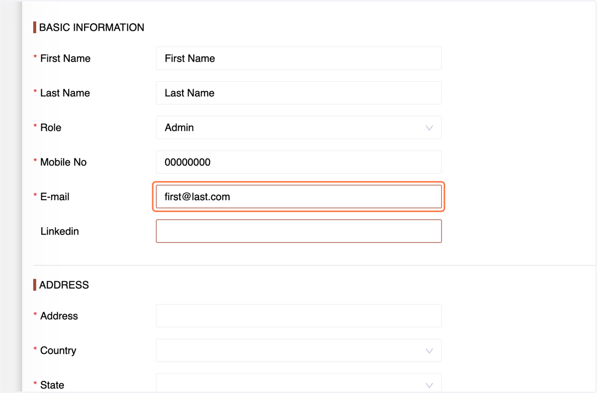 Enter the Email Address
