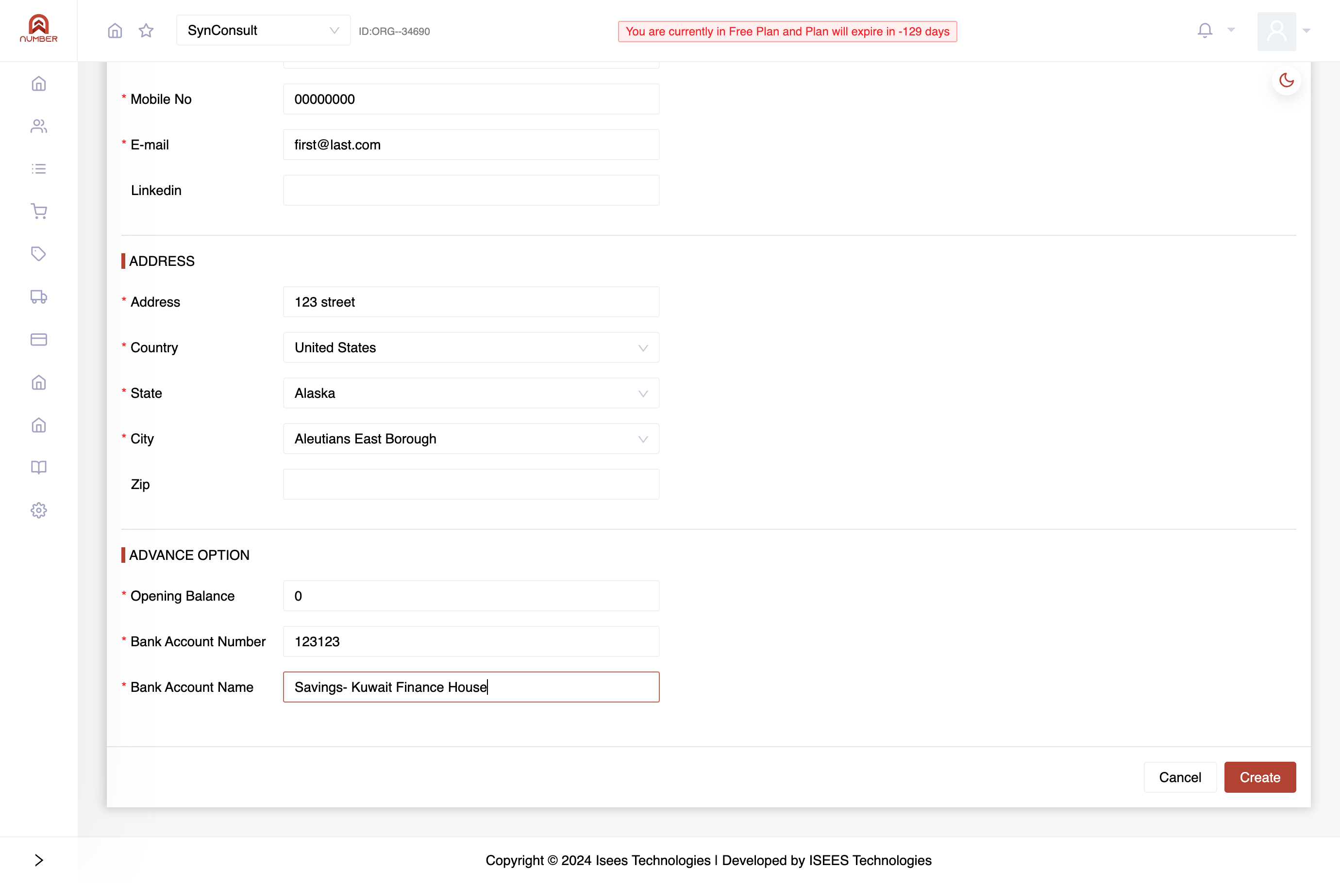 Input the employee's bank account number and bank account name.