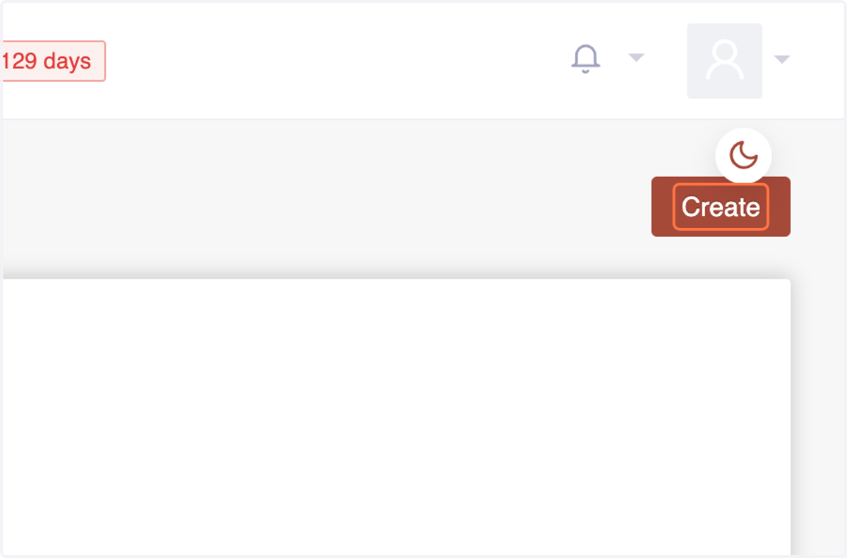 Initiate the process by selecting "Create"
