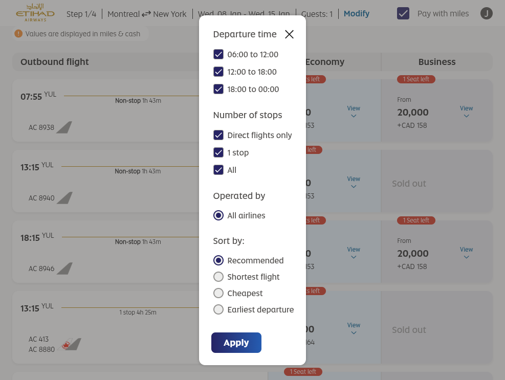 Click on Departure time…