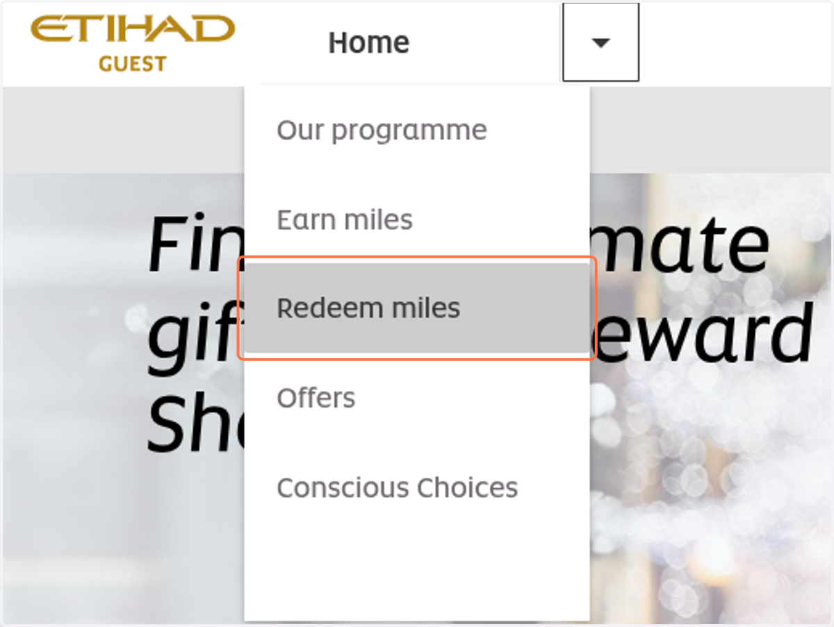 Click on Redeem miles