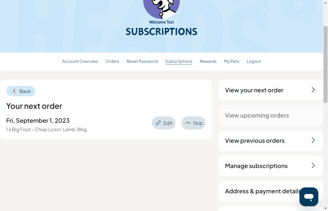 View the 'Your next order'