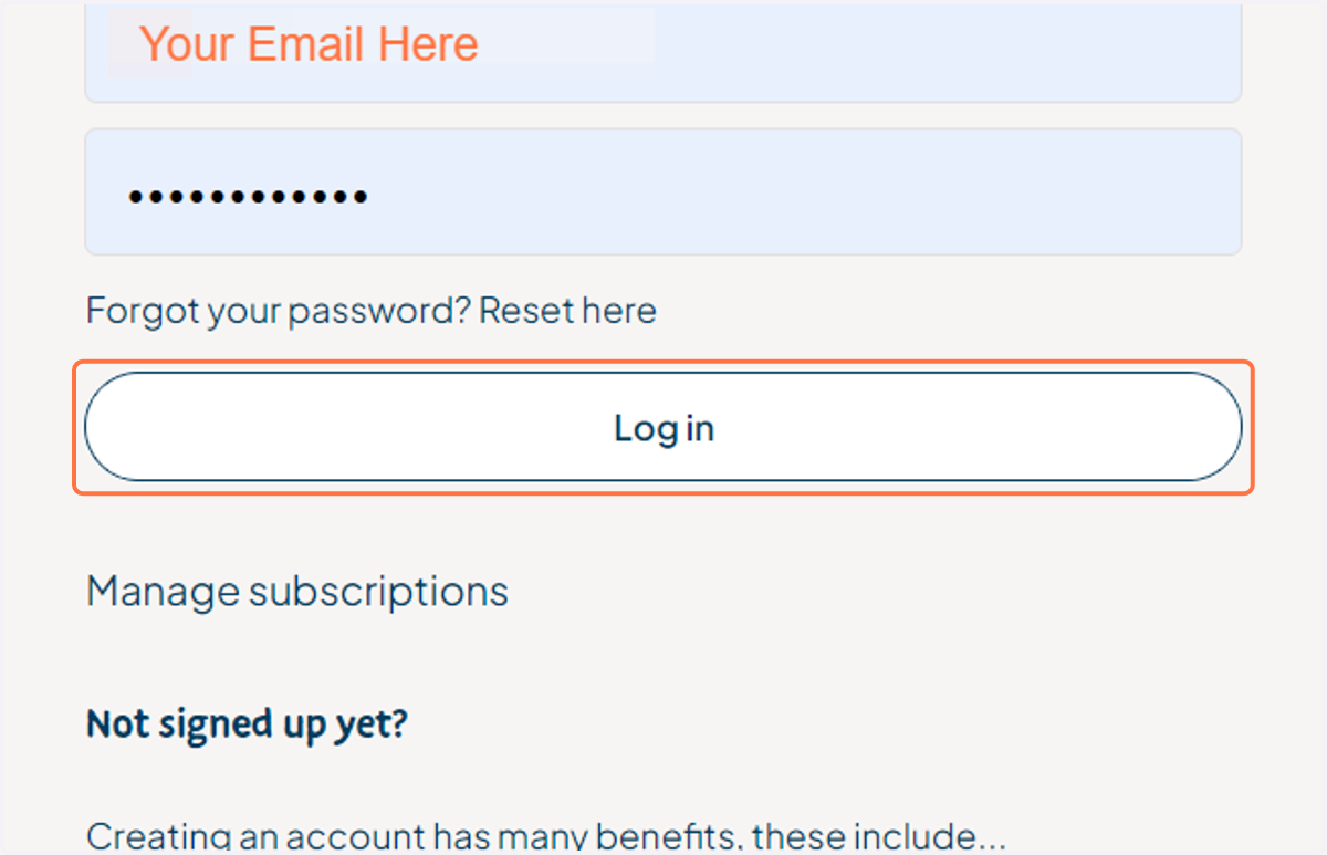 Click on Log in