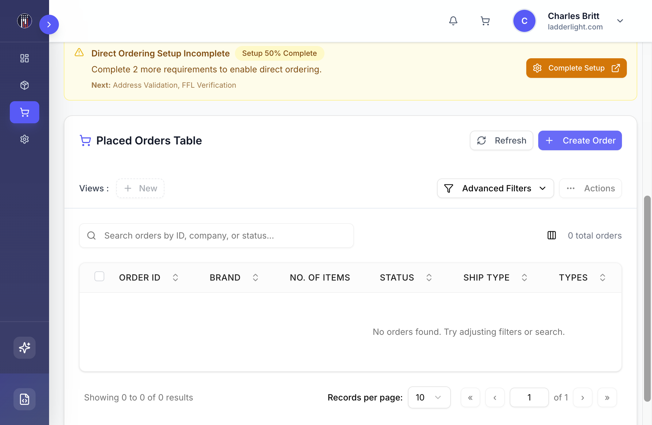 Click on Create Order