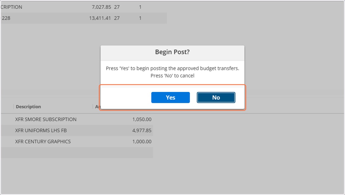 Click yes to begin the posting process and follow steps.