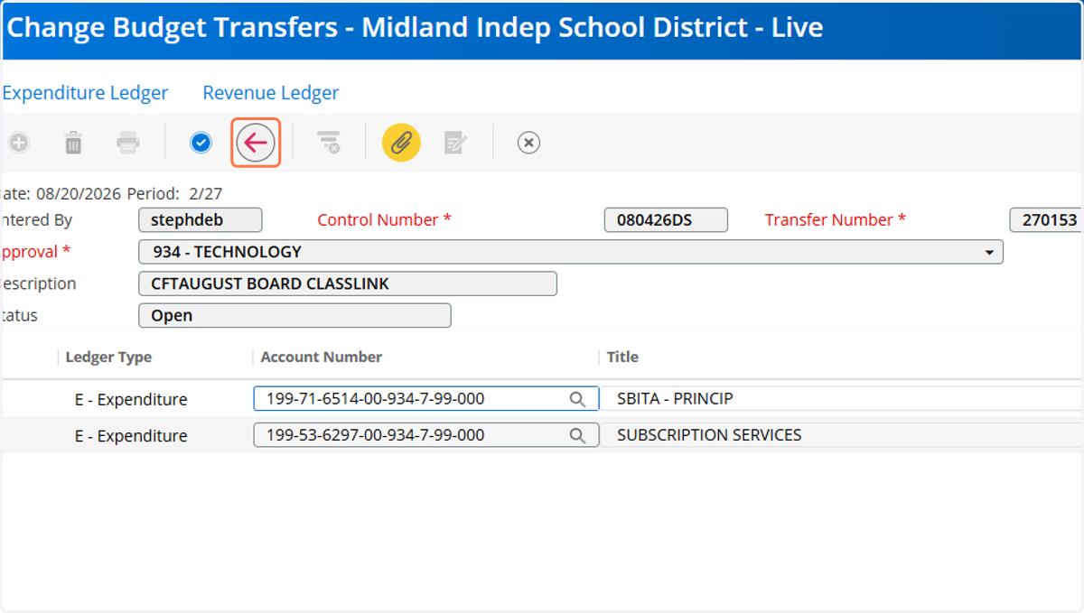 Click on the RED BACK ARROW to to return to the previous screen and finish the transfer process.