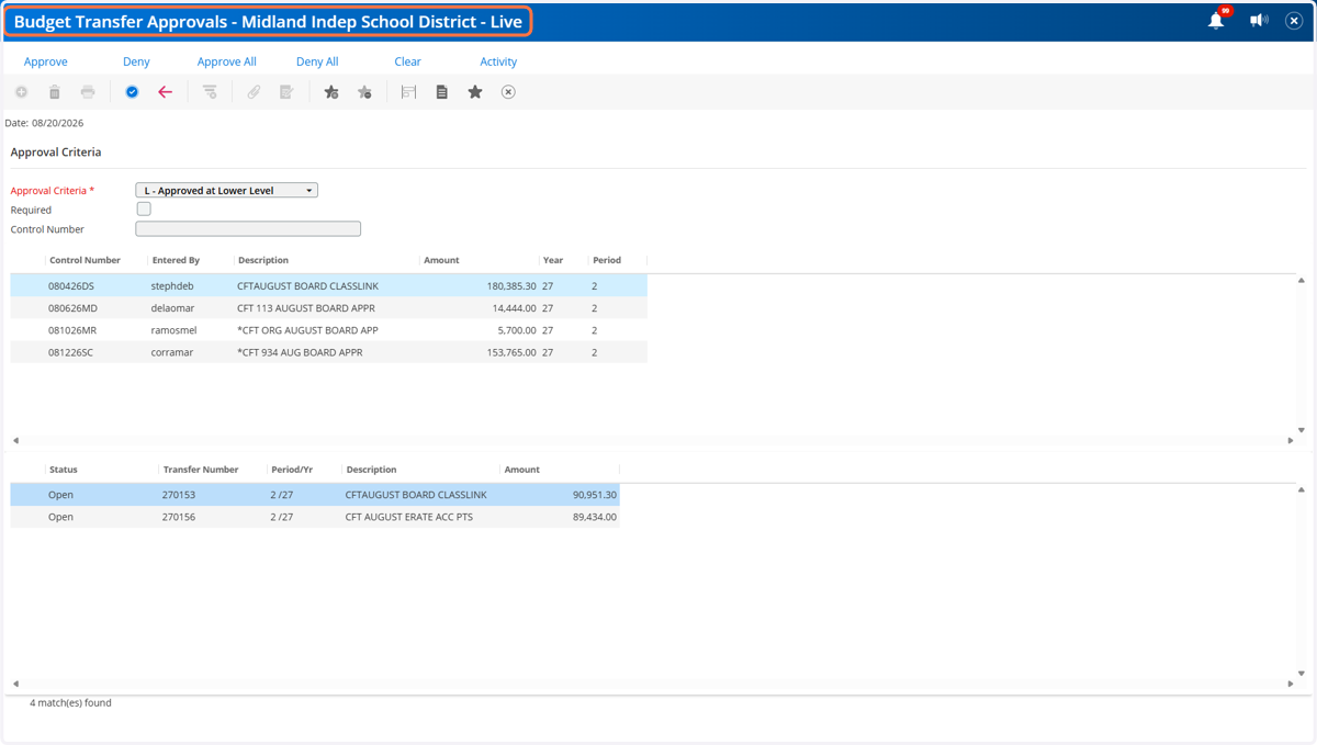 Highlight the lower line and double click on it or click on the BLUE ARROW to open up and view the accounts.