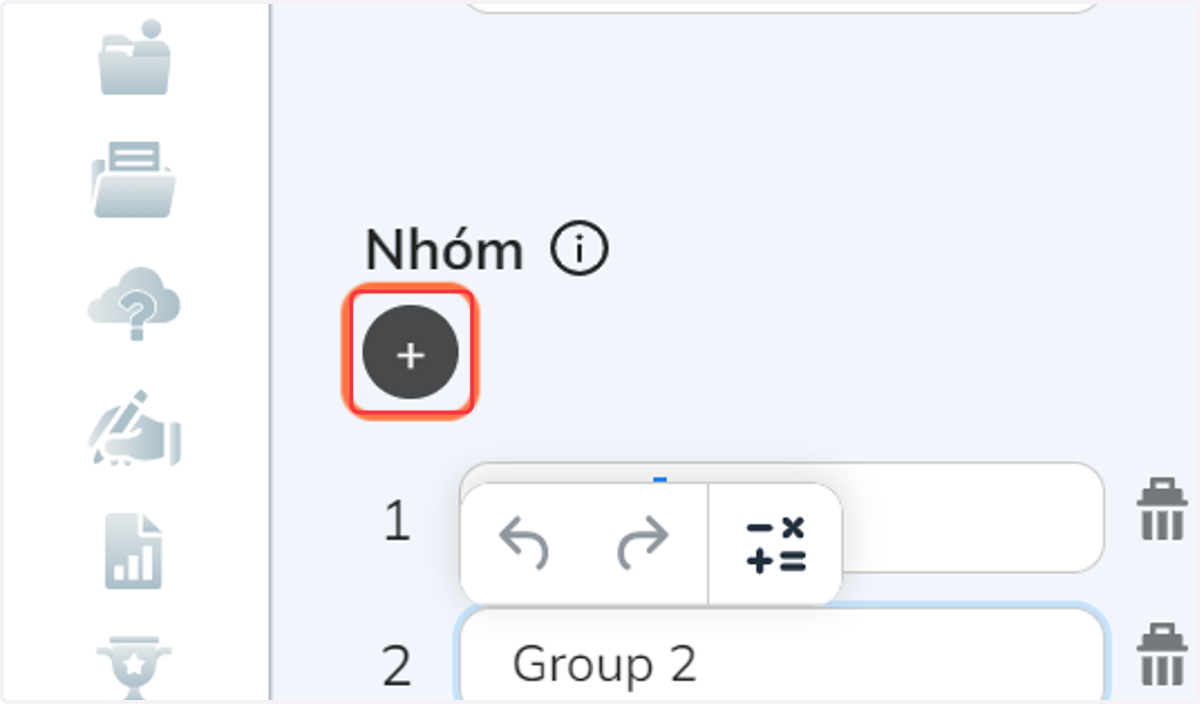 Nhấn chọn "+" để thêm nhóm