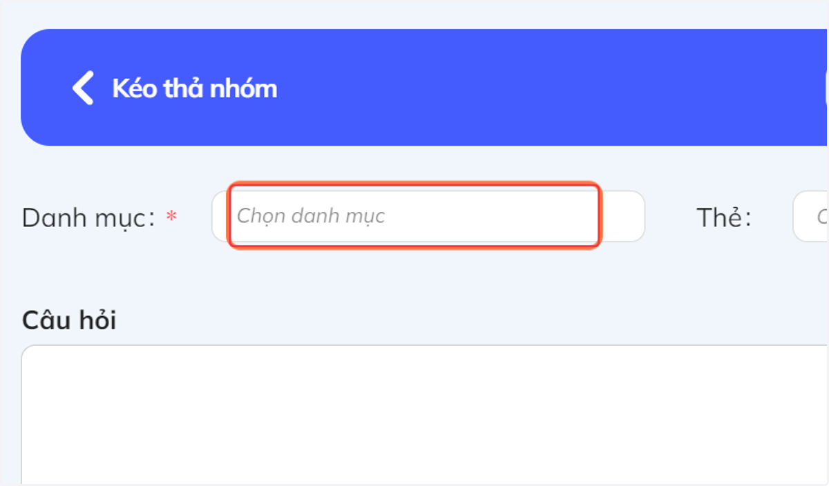 Nhấn vào "Danh mục", Sau đó chọn tên môn học có trong danh sách thẻ hoặc tự nhập tên môn học vào khung.