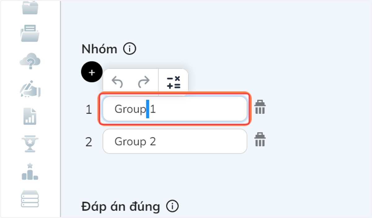 Tại mục "Nhóm" nhập tất cả các tên nhóm