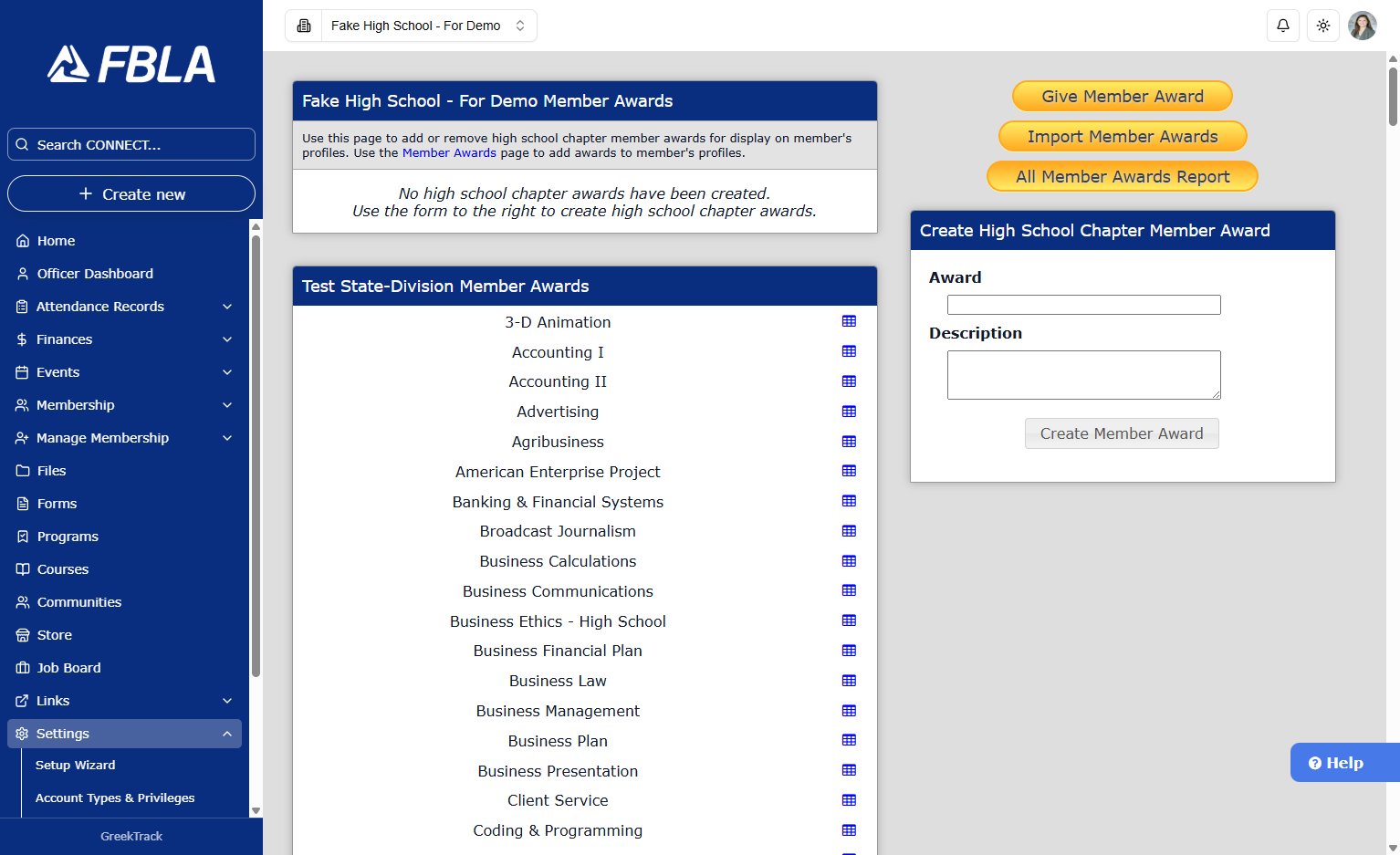 Click on All Member Awards Report