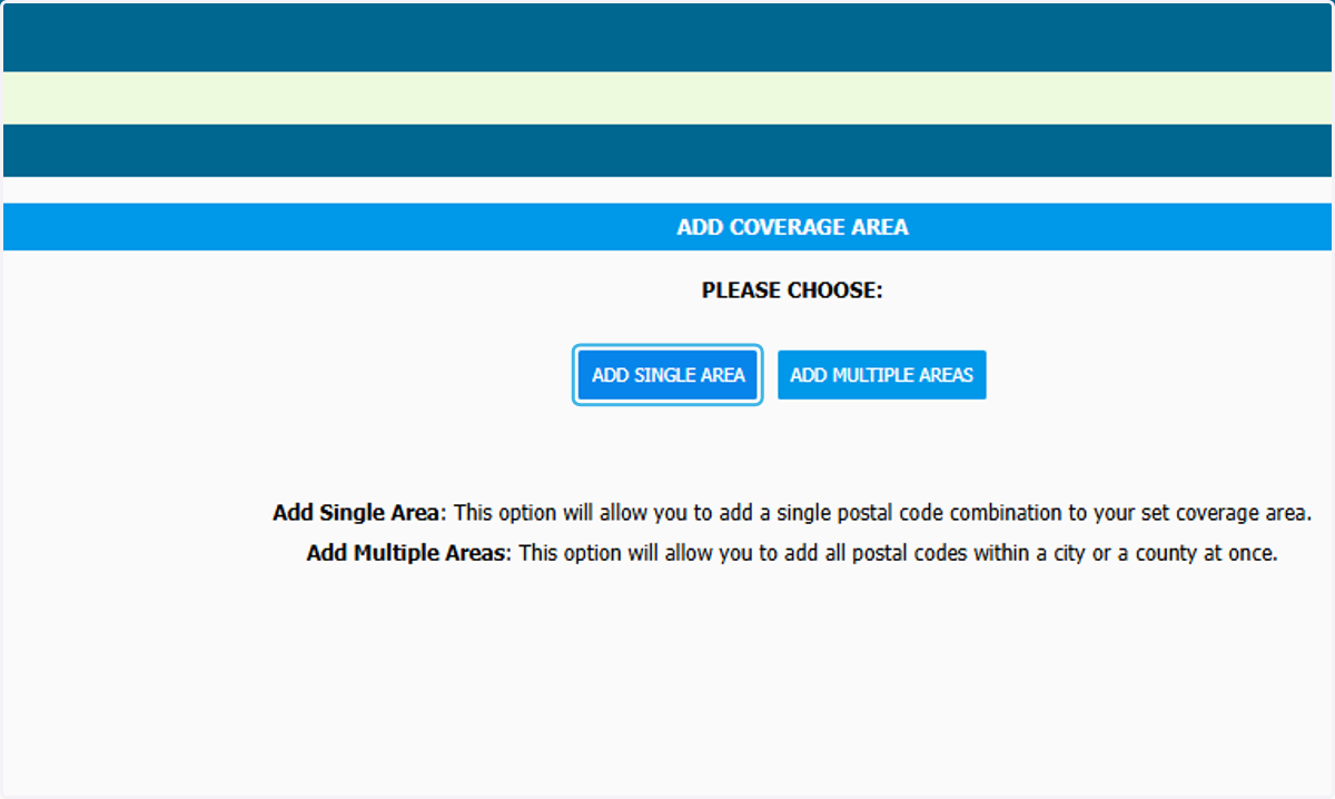 To ADD SINGLE AREA