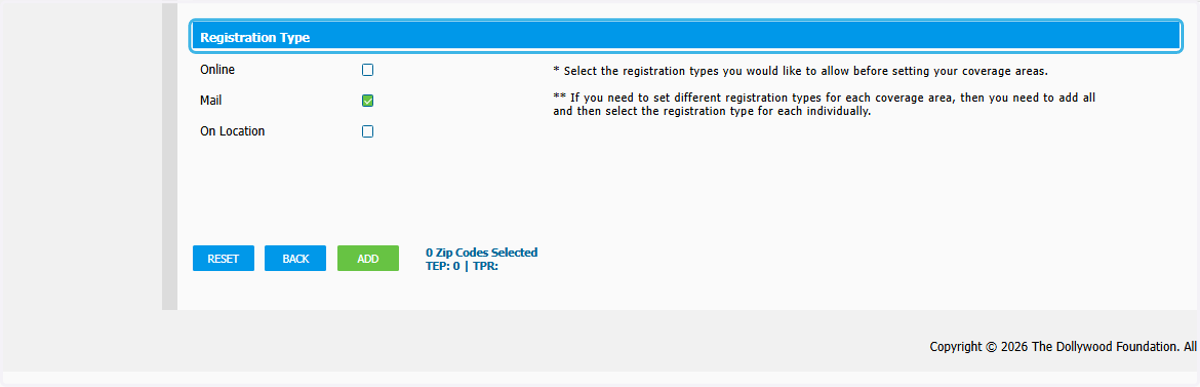 Choose your Registration Type