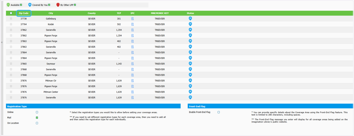 You can now view all the zip codes in the city or county you selected. Select the zips available you would like to add.