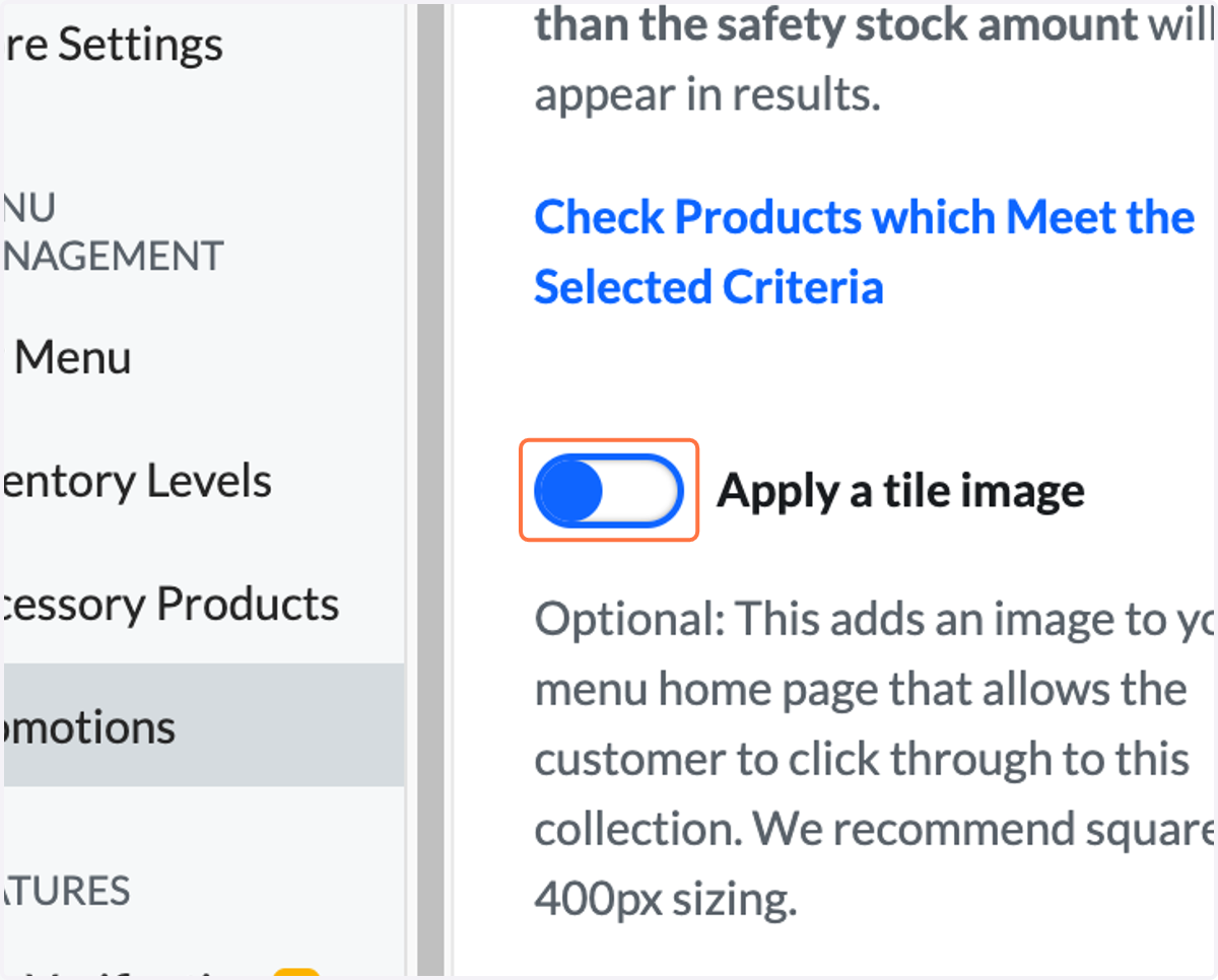 Optional: Toggle on if you want to use this feature.