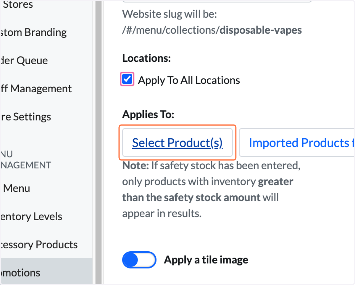 Click on 'Select Product(s)'