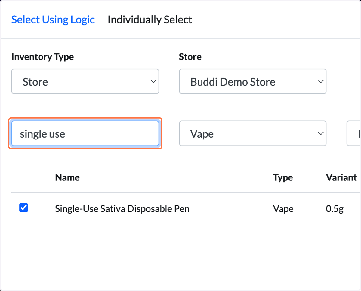 Type "single use". Hit 'Enter'.