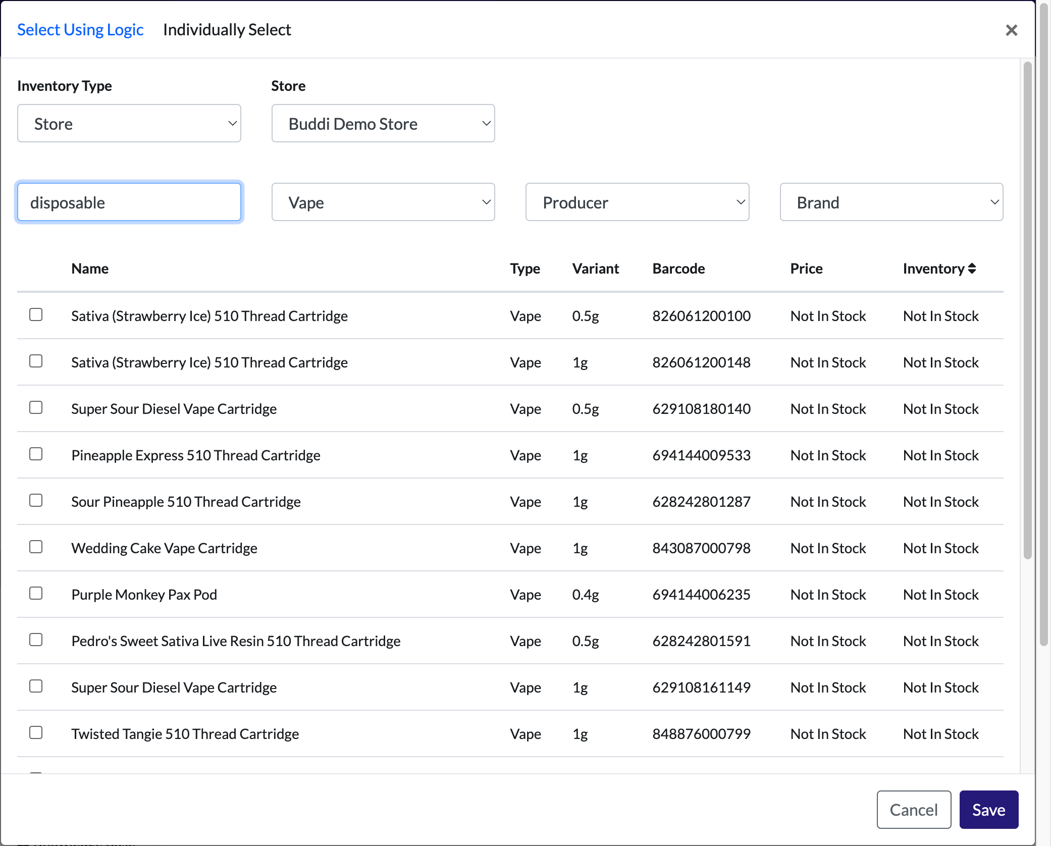 From here, you will enter keywords into the Name search field, one-by-one. Let's start with "disposable" (type it in and press 'Enter').