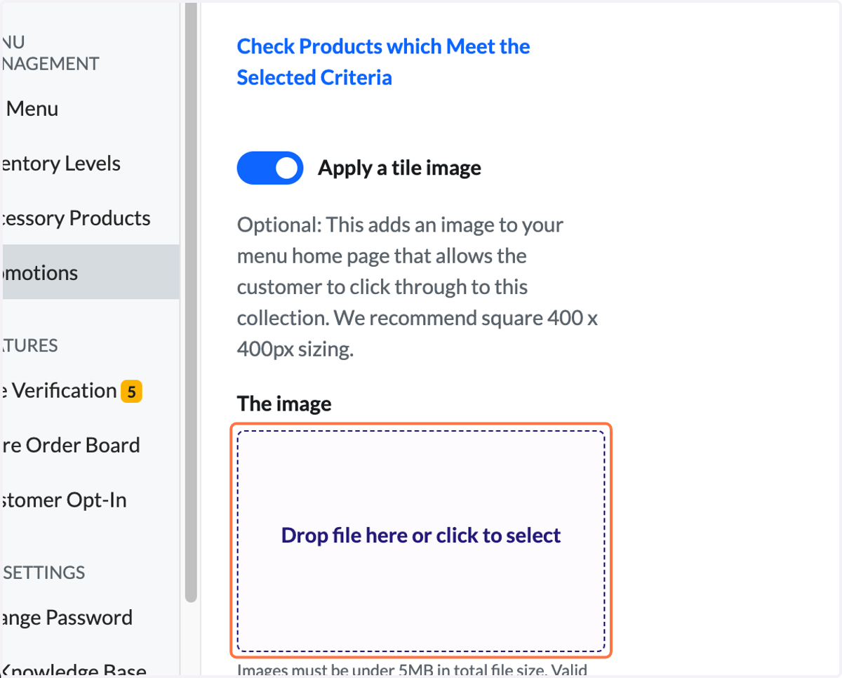 After toggling on, you would need to upload the image.
