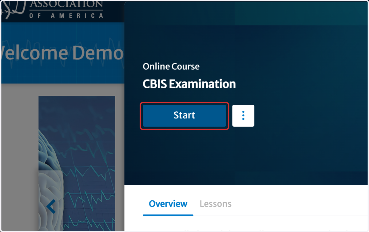 Click on Start (final step for examination submission)