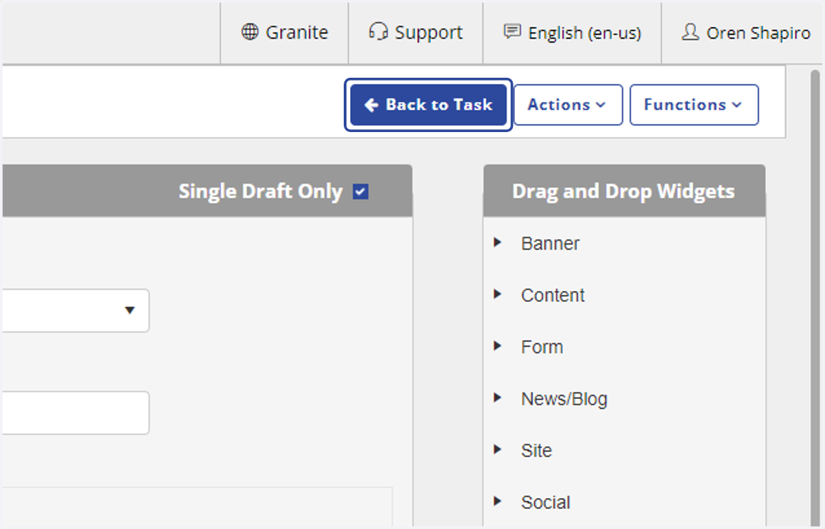Click on Back to Task
