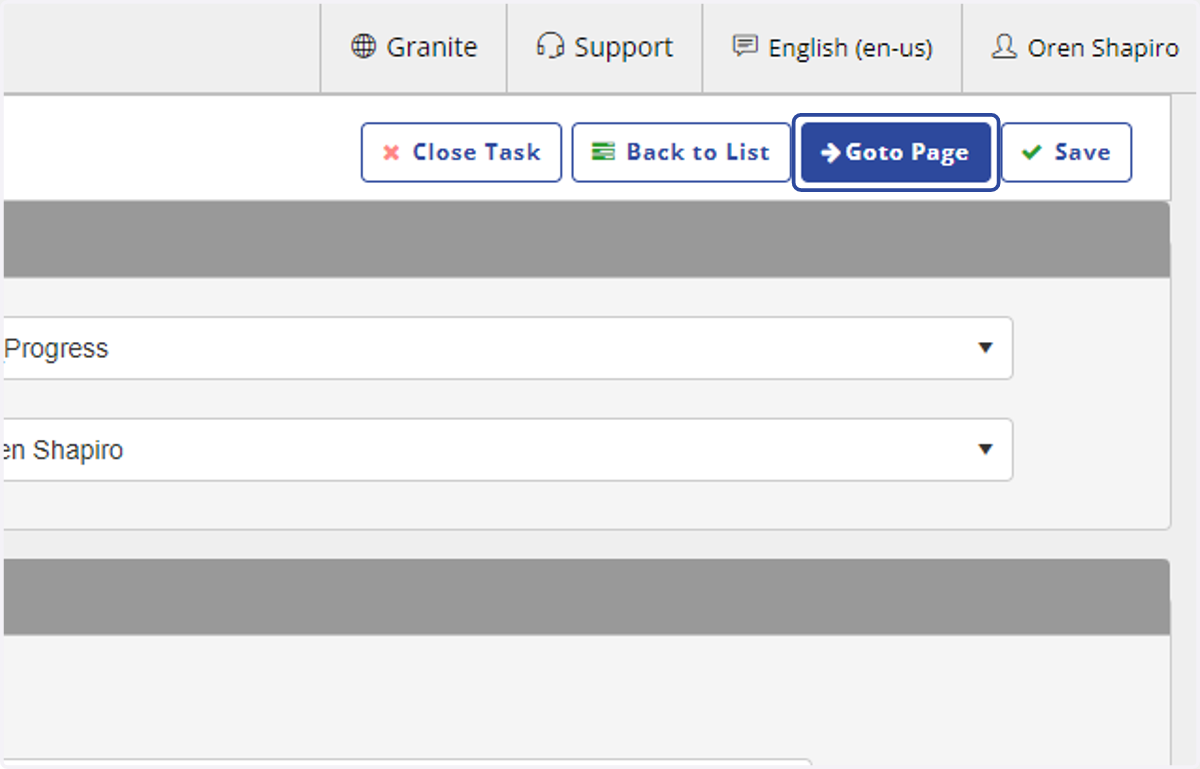 Click on the Goto Page to deep-link to the data or content