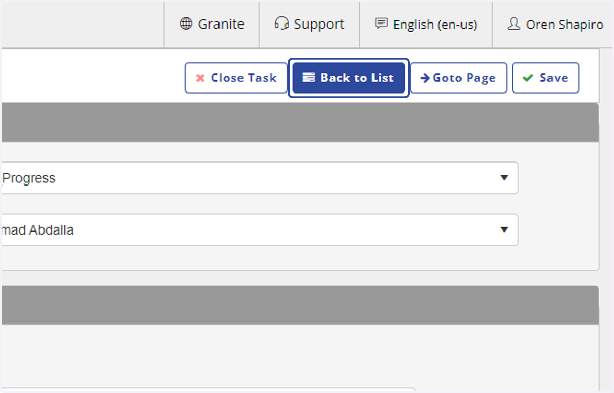 Click on Back to List