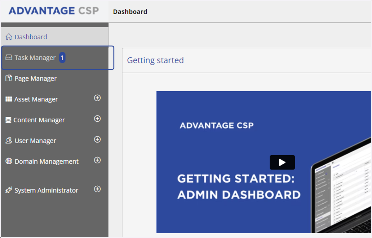 Or access your assigned tasks from the tasks manager (the number indicator states how many tasks are currently assigned to you.)