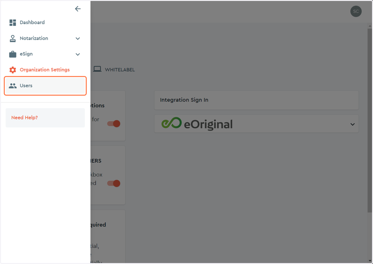 Users Sub-menu