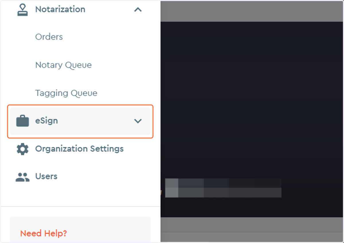eSign Dropdown Sub-menu
