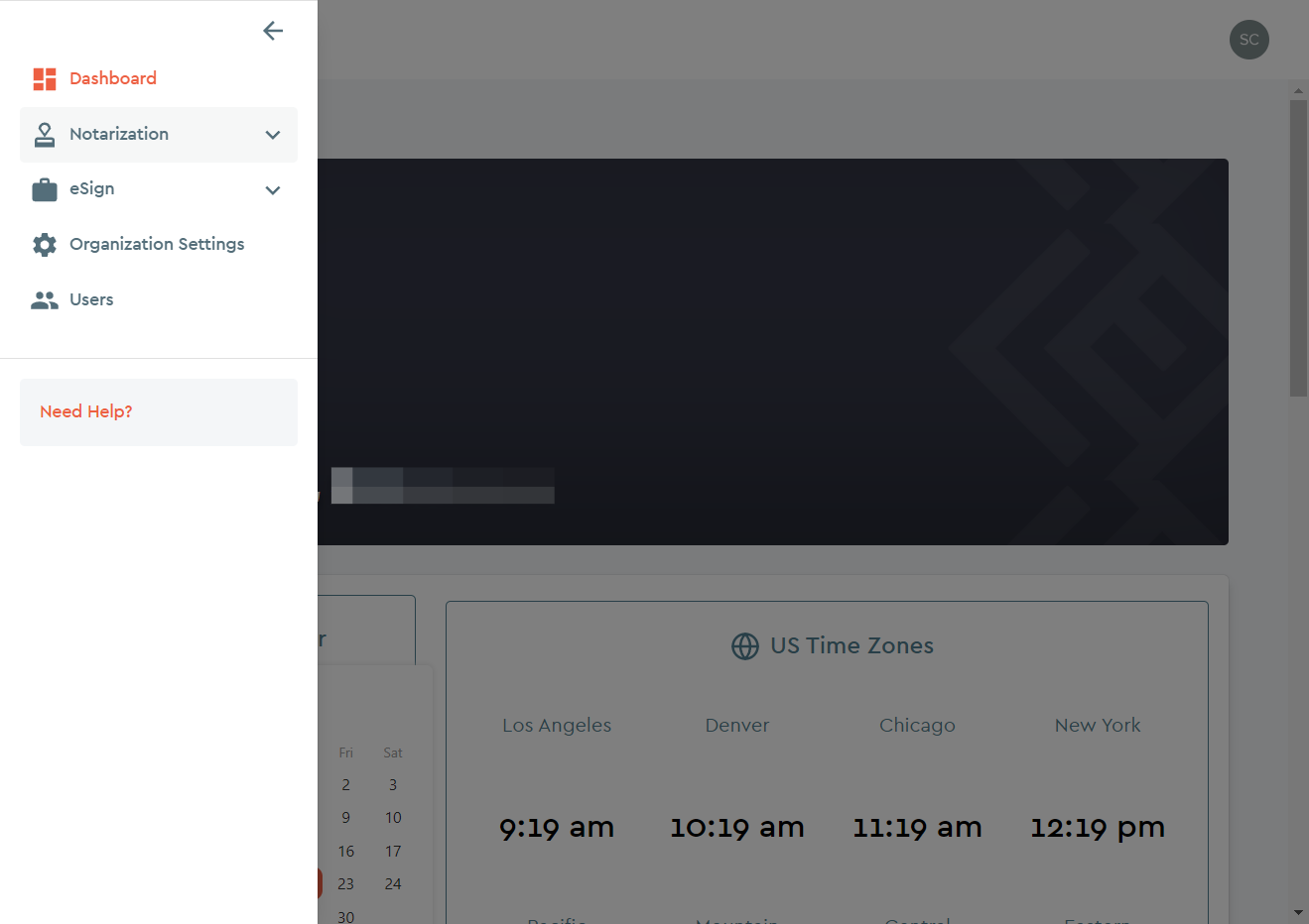 Notarization Dropdown Sub-menu