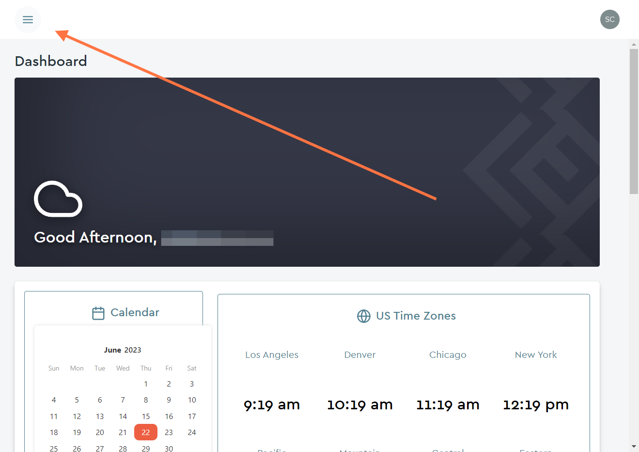 The Dashboard Menu