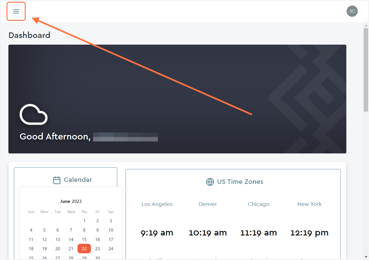 The Dashboard Menu