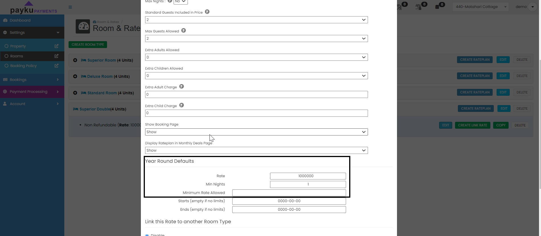 Input your highest BAR in the year round defaults.