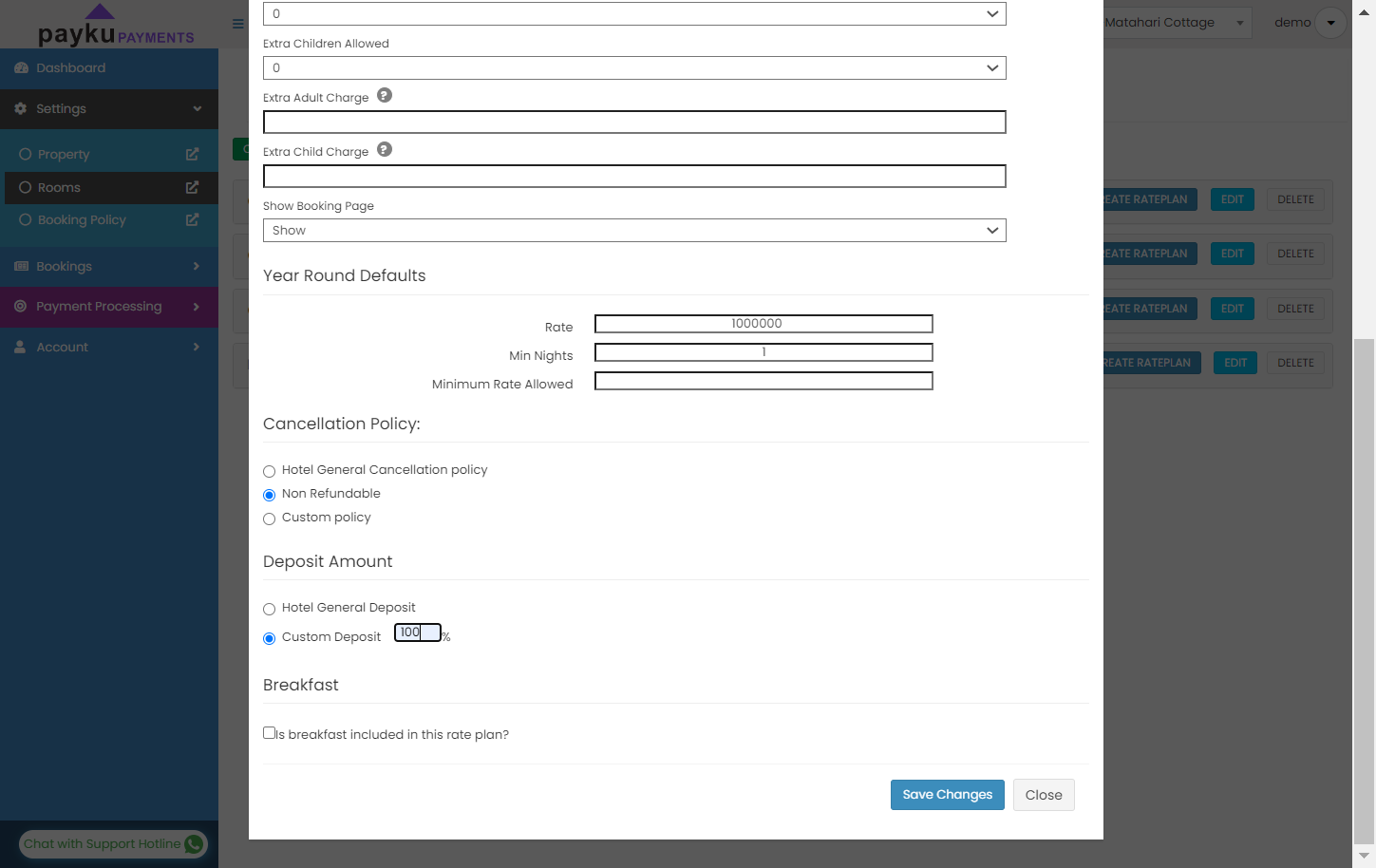 For the deposit amount, input 100%