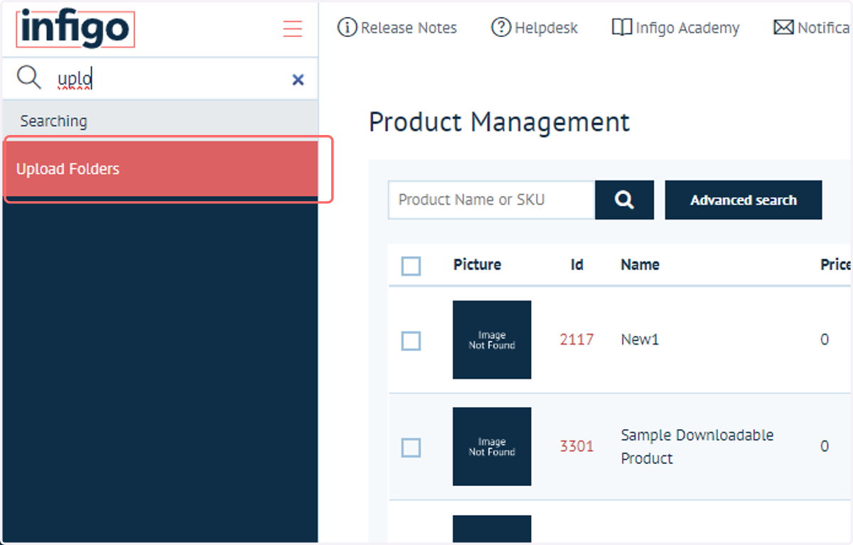 Navigate to Upload Folders