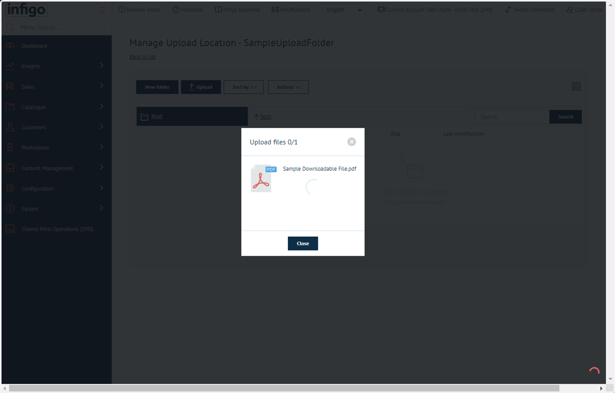 Click Upload and select the file(s) you wish to add to the folder