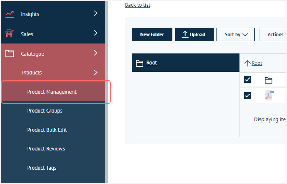 Navigate to Product Management