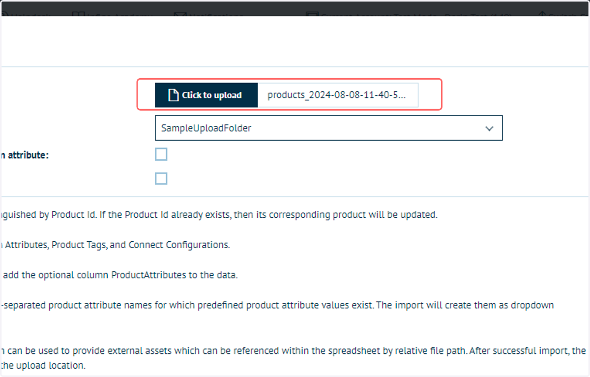 Select your modified batch upload file
