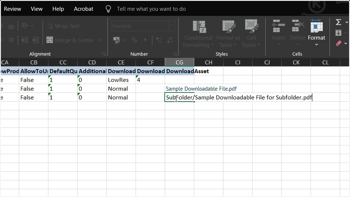 Selecting files from subfolders in the batch upload sheet