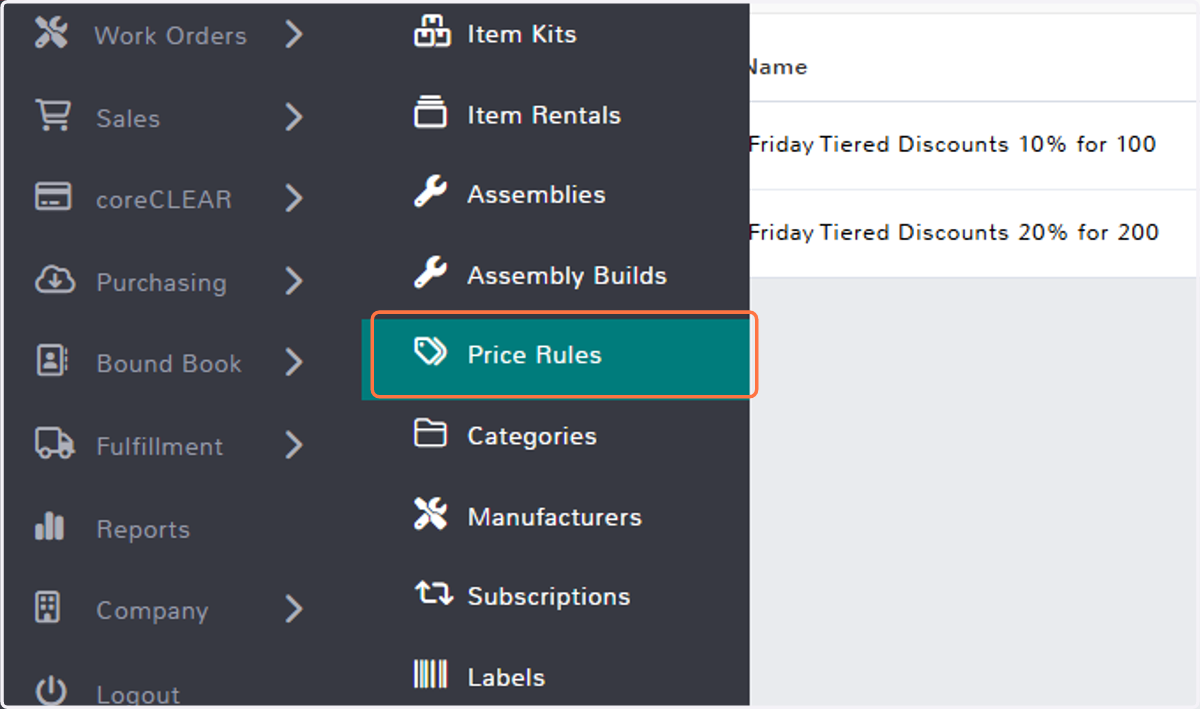 Click on Price Rules