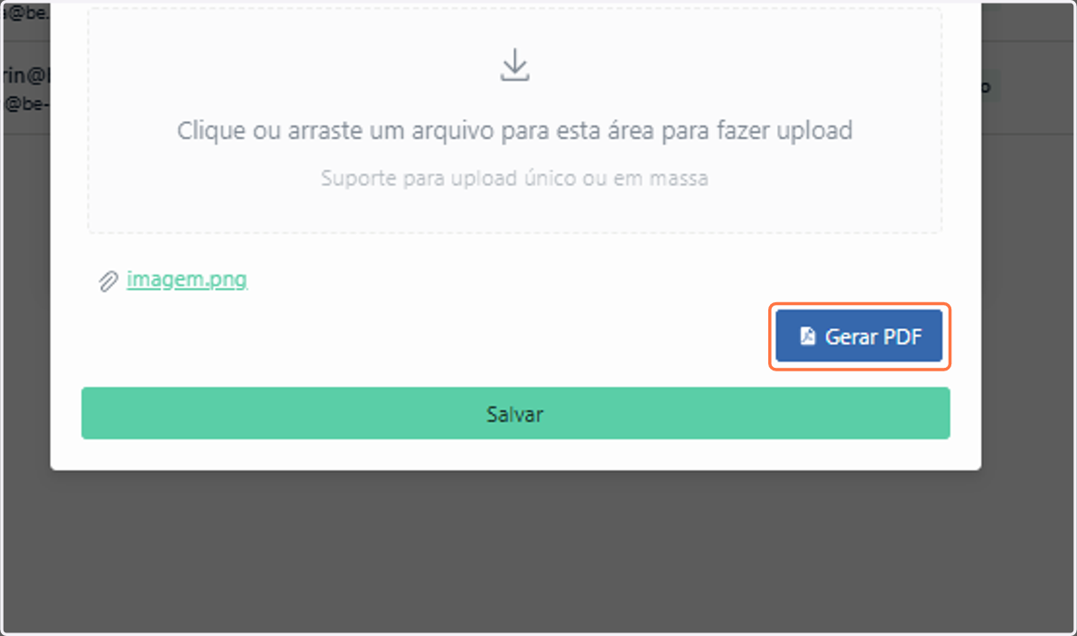 Com a imagem já anexada, clique em Gerar PDF