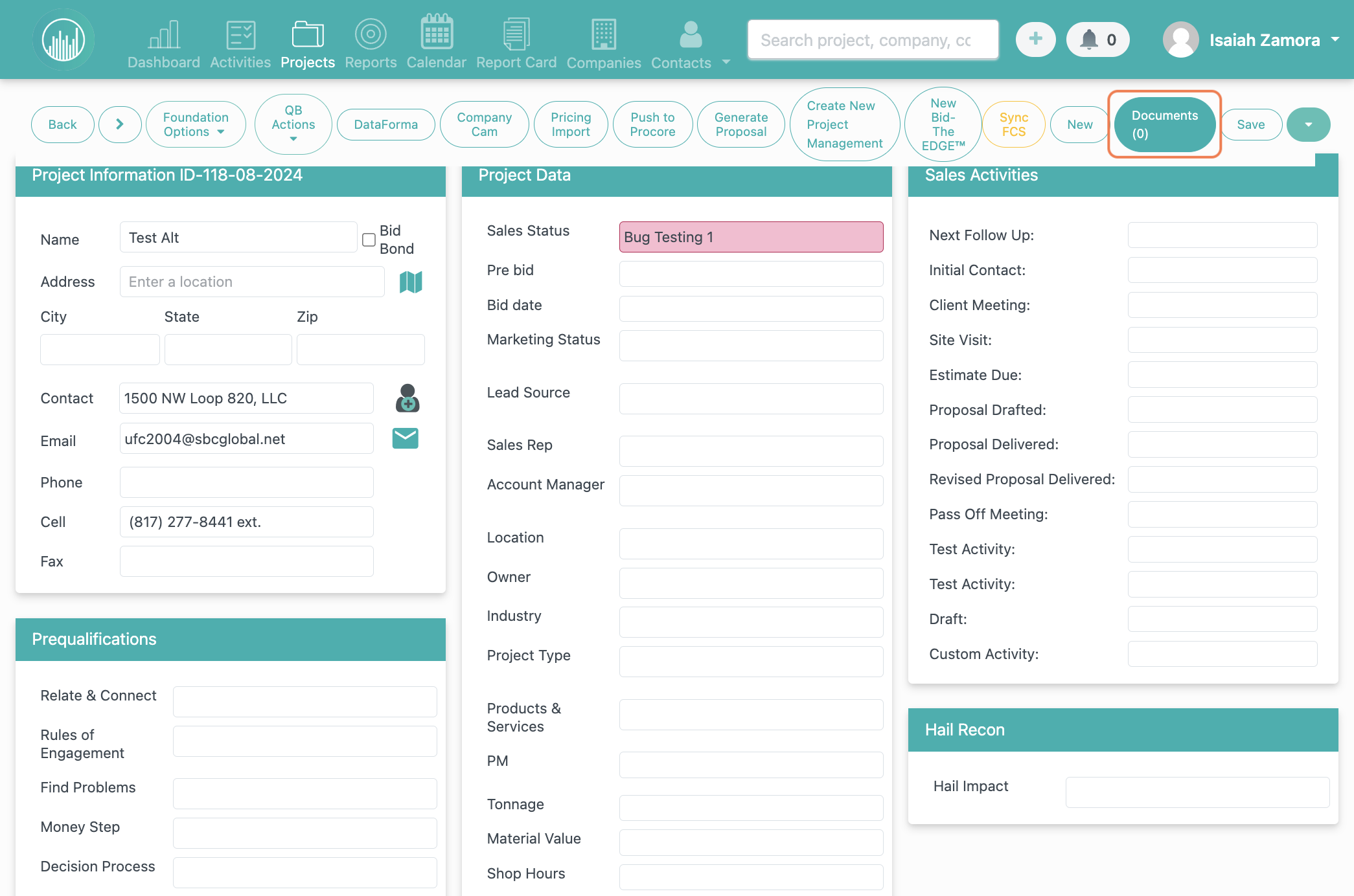In your project, select Documents