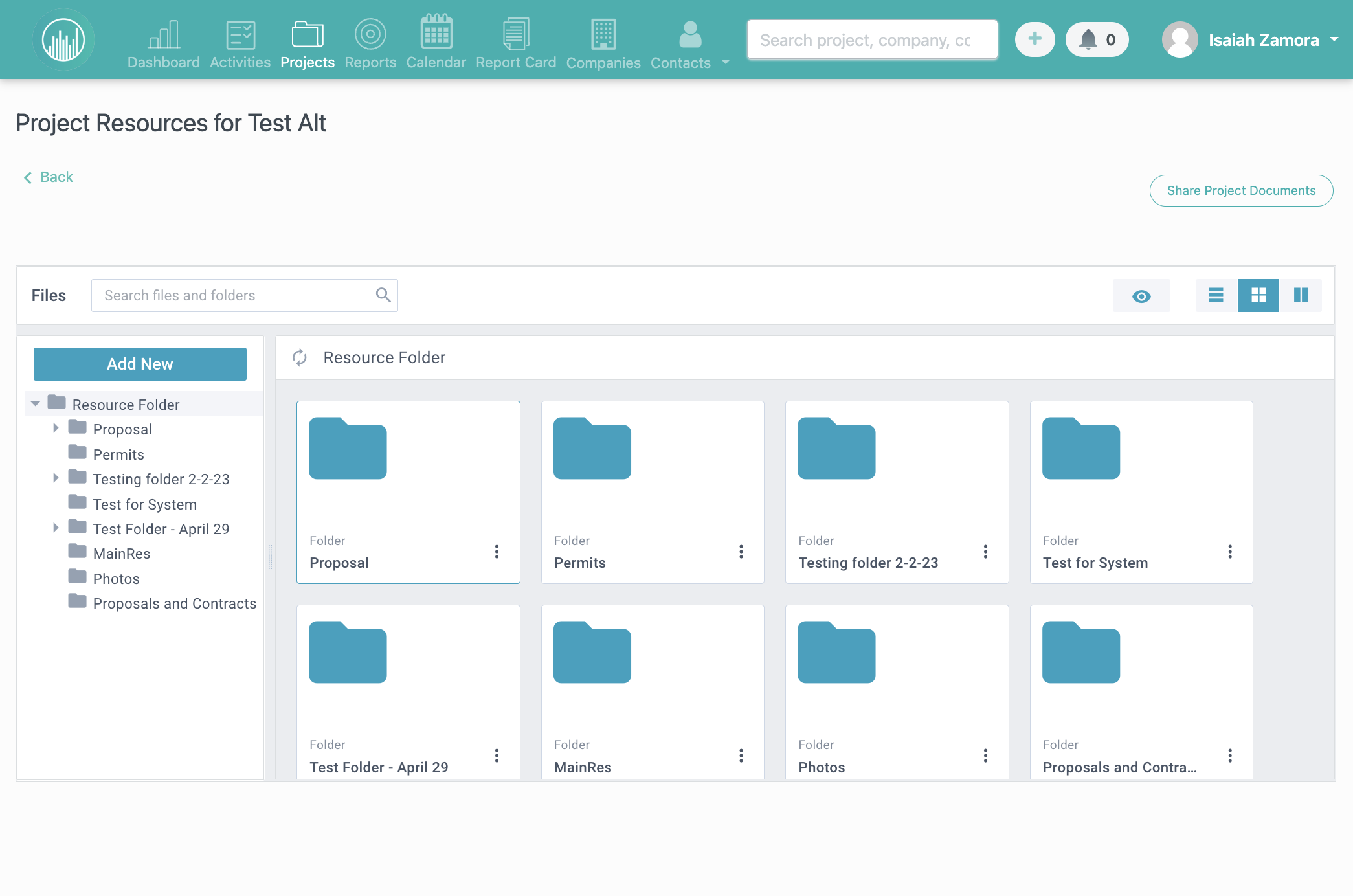 Click on Share Project Documents
