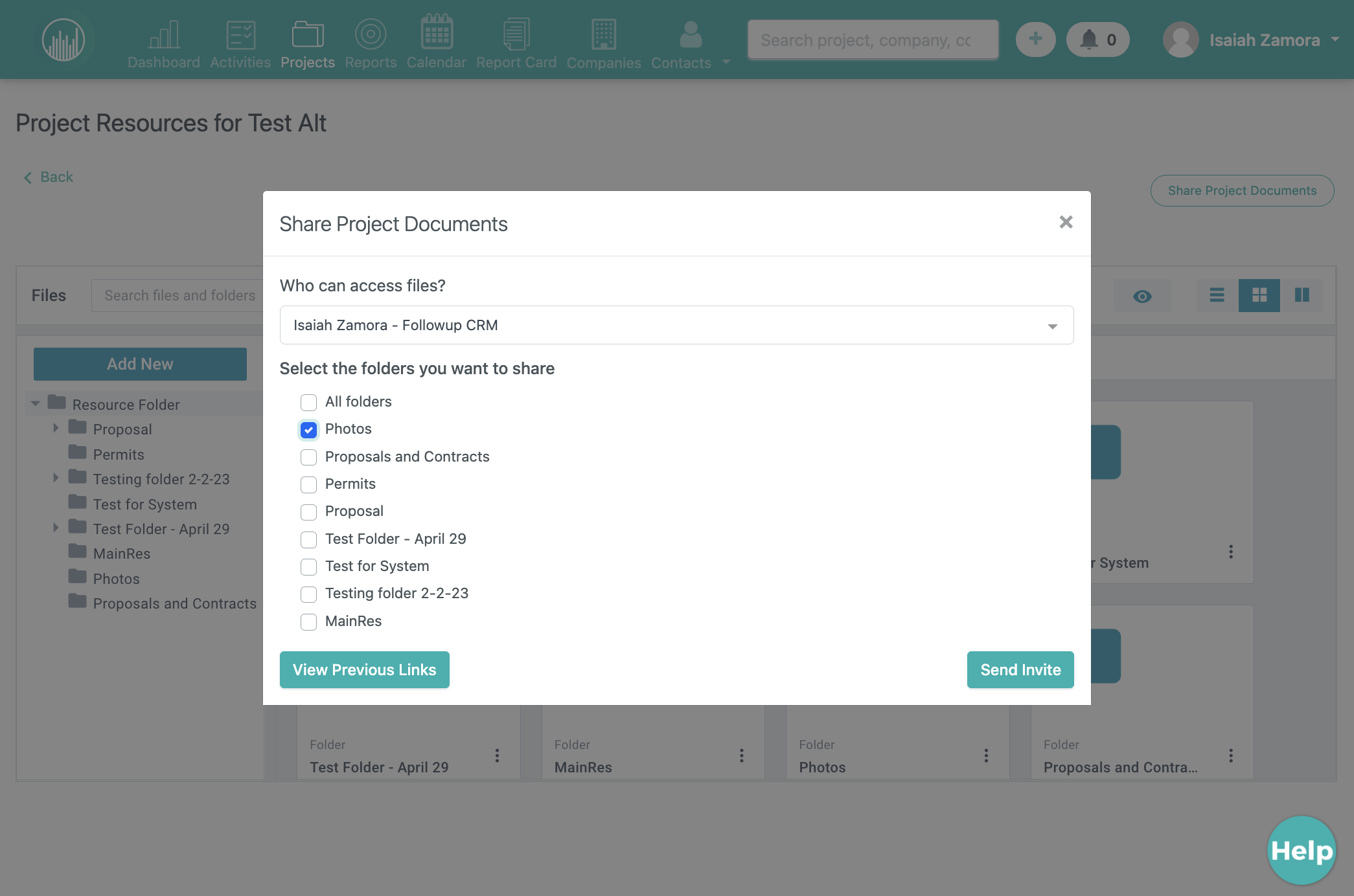 Select which folders you want to share