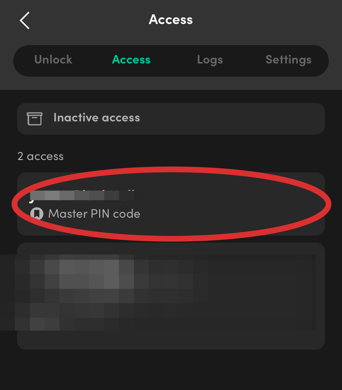 Tap the Master PIN Code section