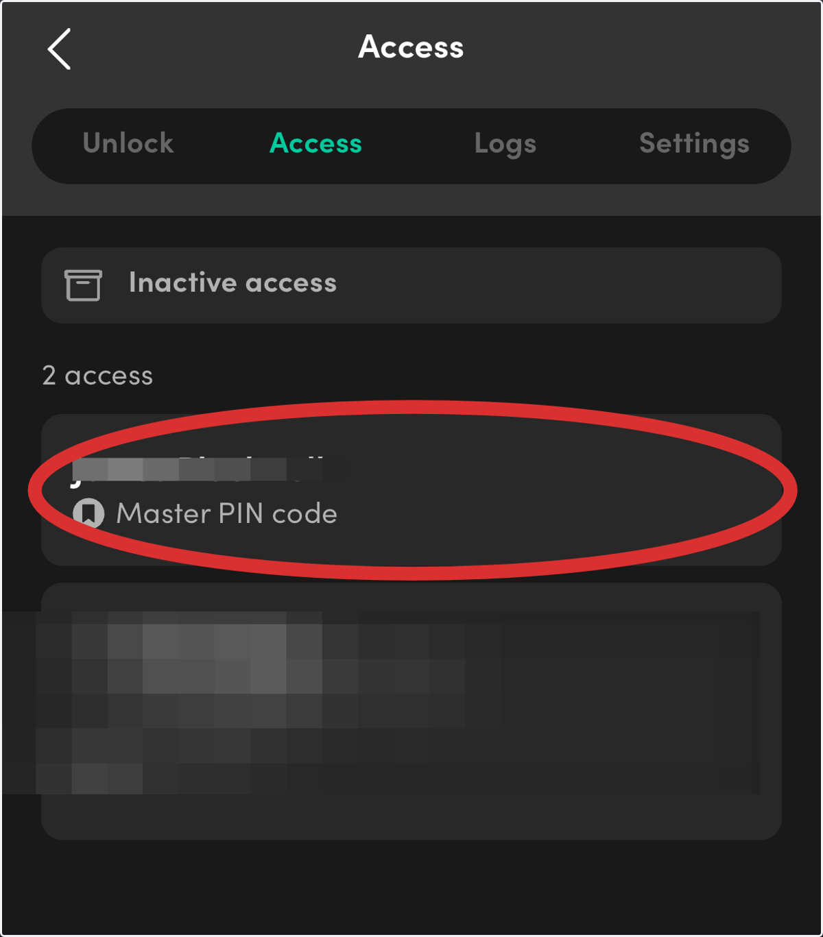 Tap the Master PIN Code section