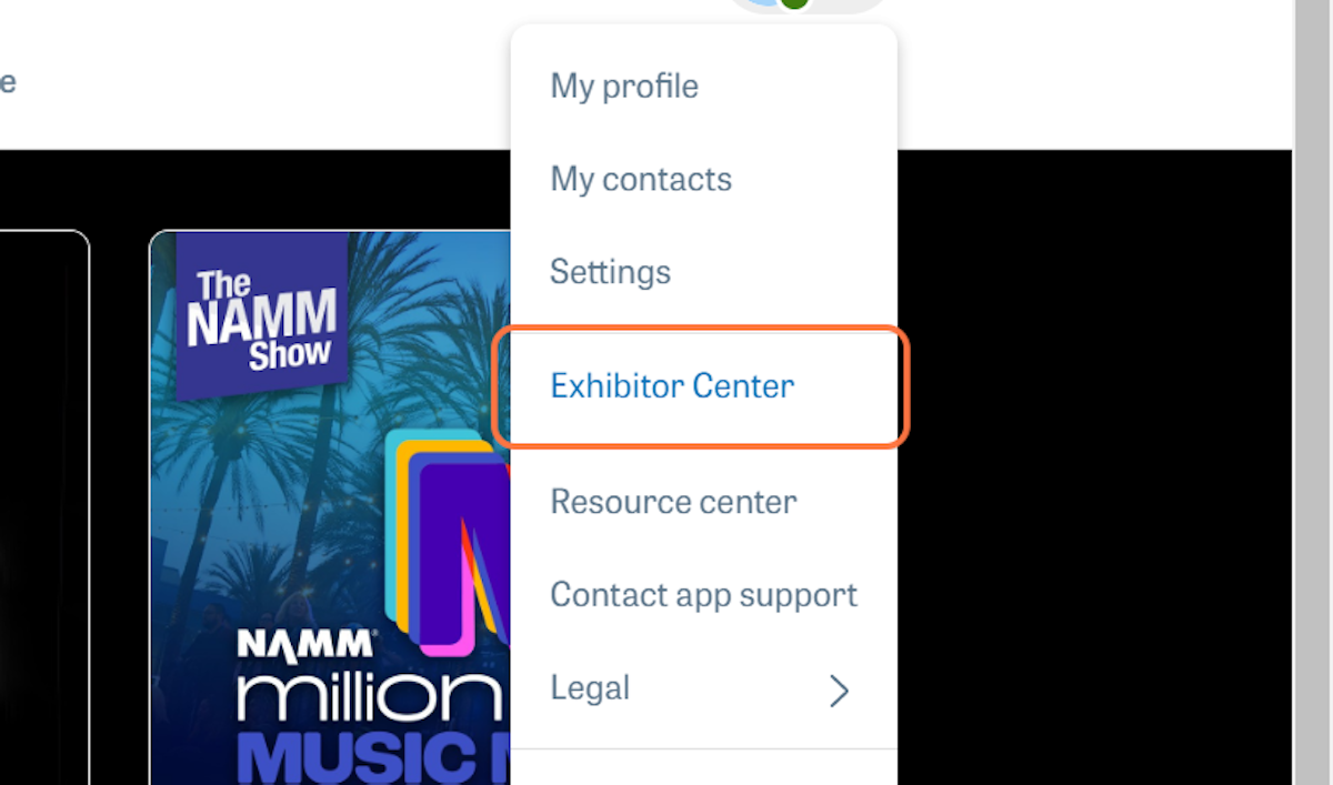 Click on Exhibitor Center