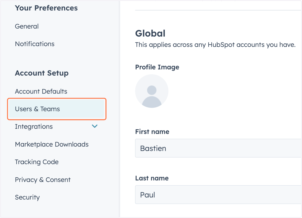 Click on Users & Teams