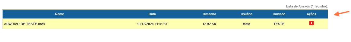 Confirmação da inclusão do documento